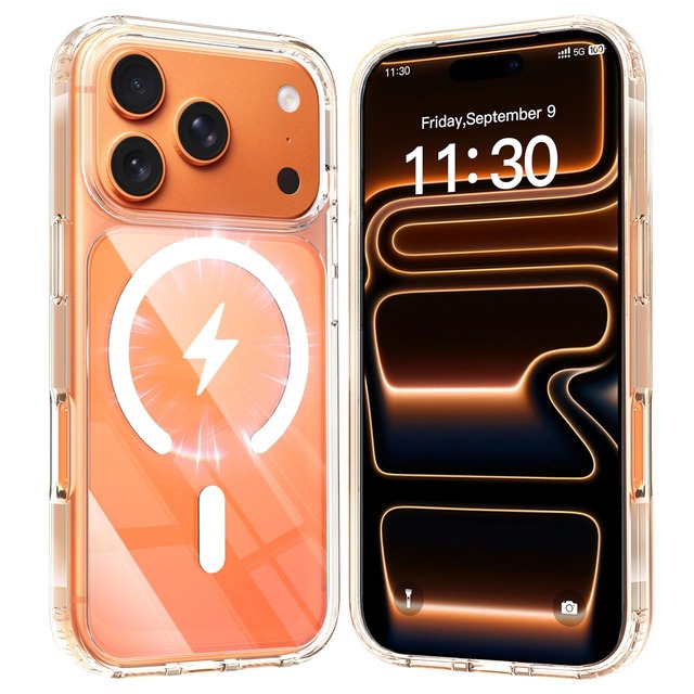 YWXTW 対応 iphone17 Pro 用 ケース MagSafe対応 クリア 背面PC素材 傷つき防止 耐衝撃 アイフォン17 Pro