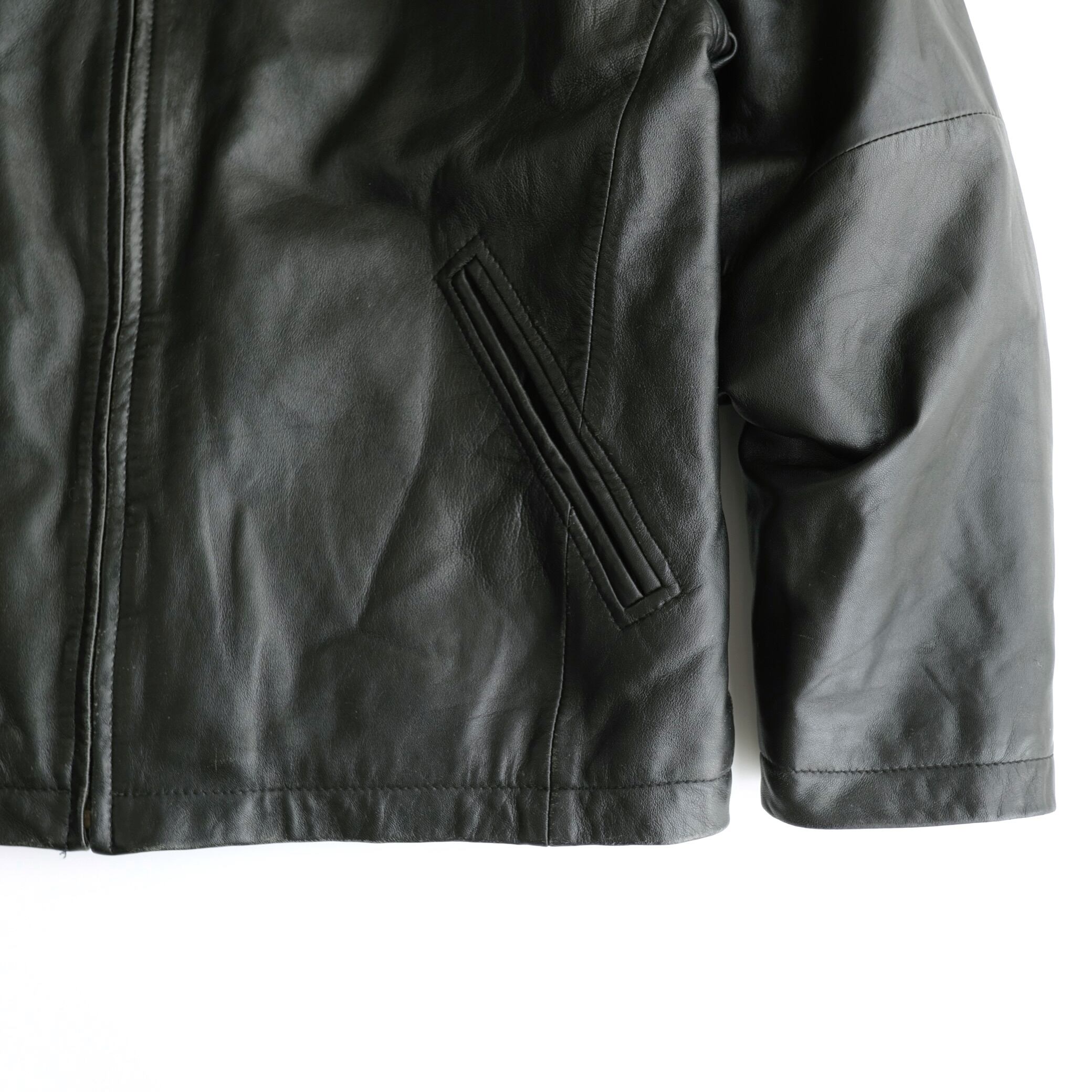 J. Ferrar ブラック レザージャケット Lサイズ J.Ferrar】90's Padded Zip up Leather Jacket Black L | RE:FOUND
