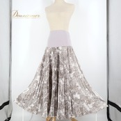 社交ダンス 衣装 スカート パープル系 チャコットロイヤルダンス Chacott ROYAL DANCE プリーツ 紫 茶 淡い レッスン 練習 上品 光沢 高級感 華やか かわいい 柄 花 ダンス衣装 ストレッチ 伸縮 日本製 スタンダード ブラウン系