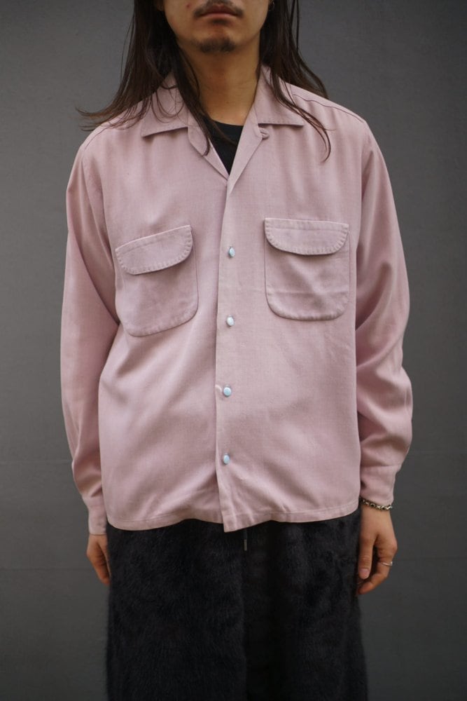 Da Vinci - California] Vintage Rayon Gabardine Open Collar Shirt