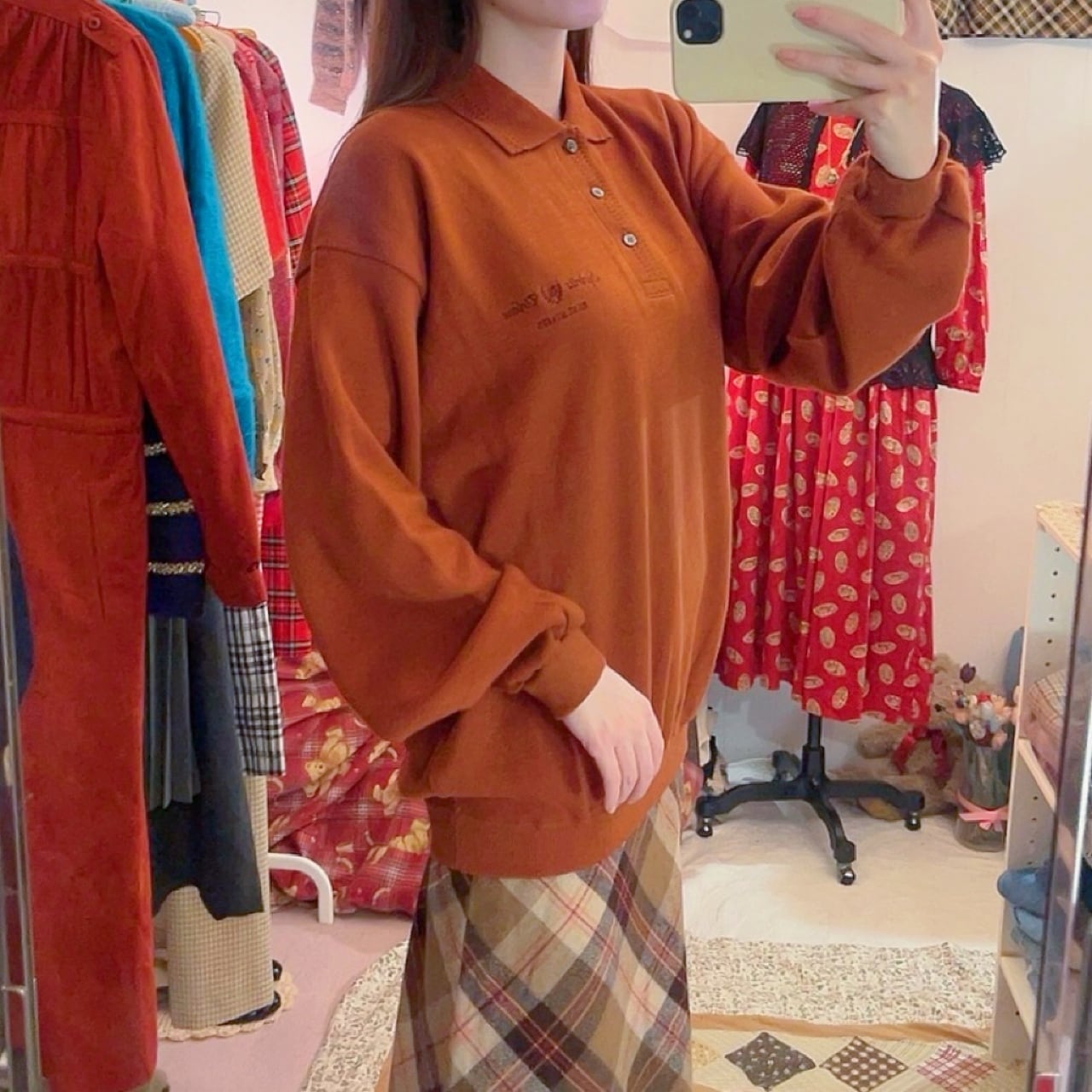orange brown polo knit