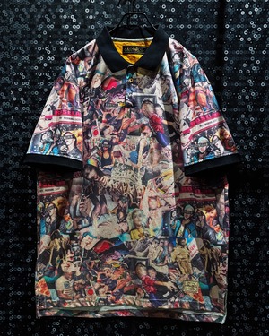 【ÆIEM】AKOO “CENSORED” scandalous collage all-over graphic polo shirt