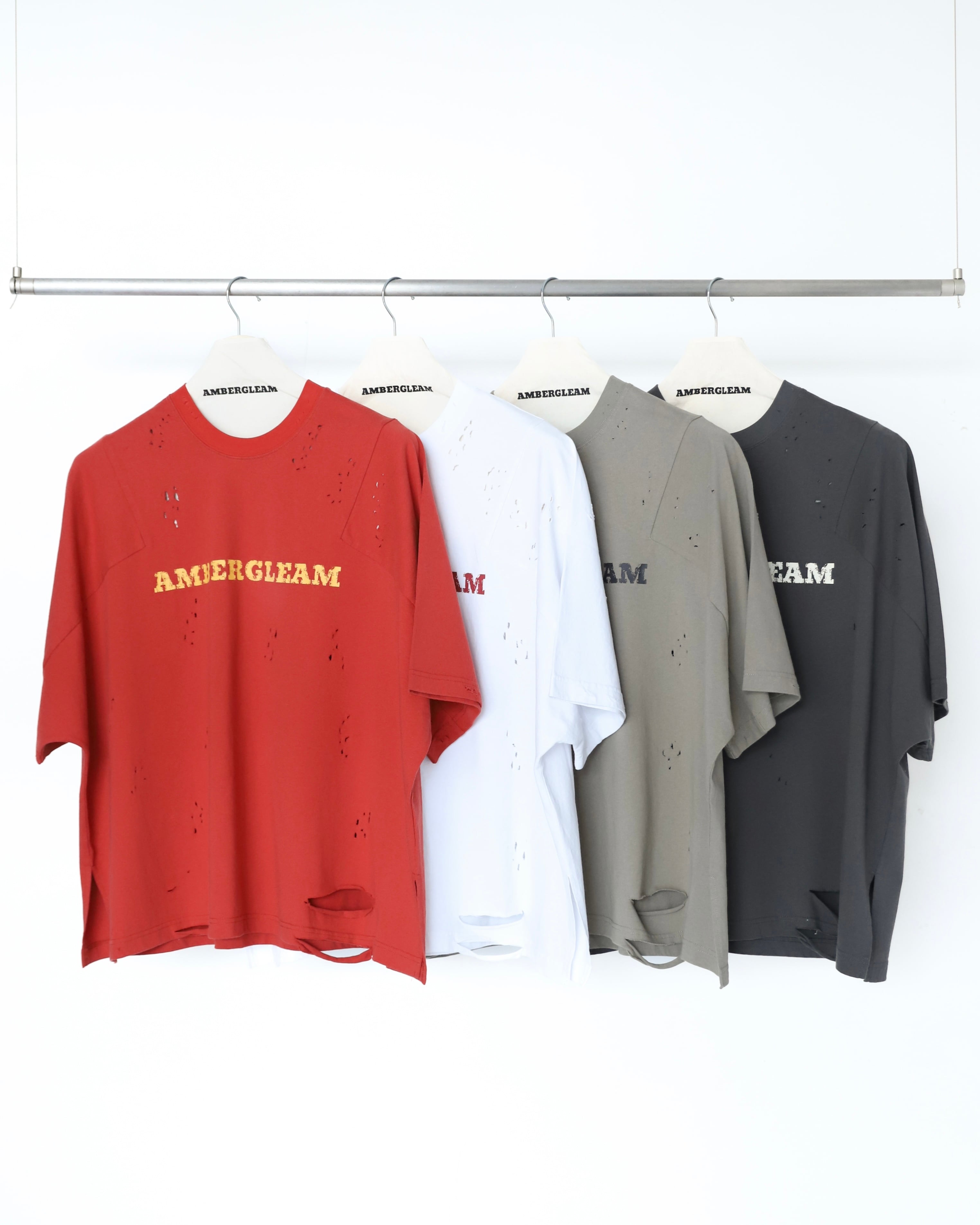 新品 タグ付き AMBERGLEAM アンバーグリーム ダメージ ロゴ Tシャツ Damage LOGO T-Shirts| White | AMBERGLEAM