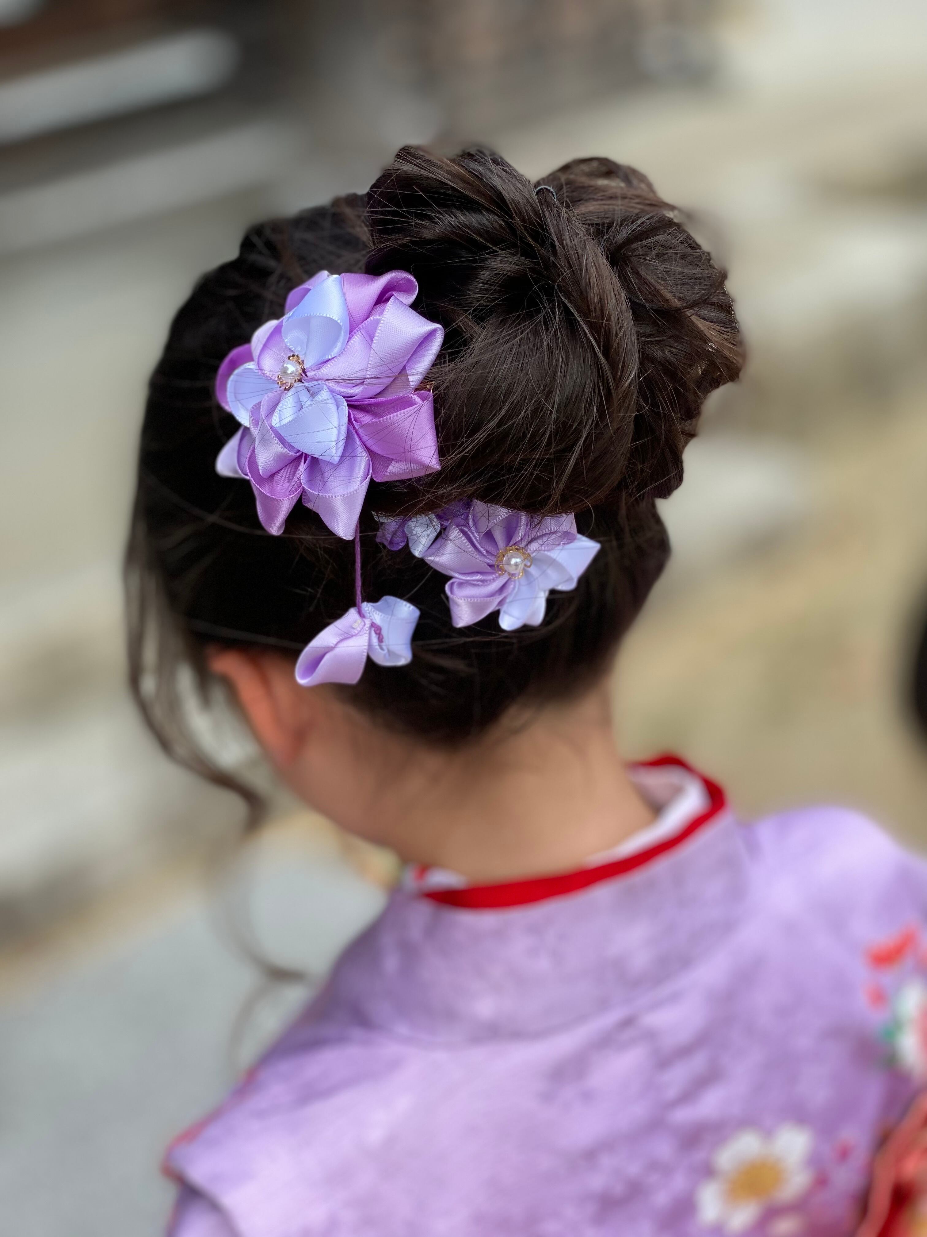 子供 ヘアクリップ リボン フラワーリボン 七五三 お花 | Haruwaka