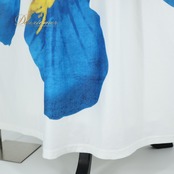 【フラダンス衣装】ホワイト Ocean Blue Bird オーシャンブルーバード ワンピース ドレス 白 青 黄 花柄 タヒチアン かわいい