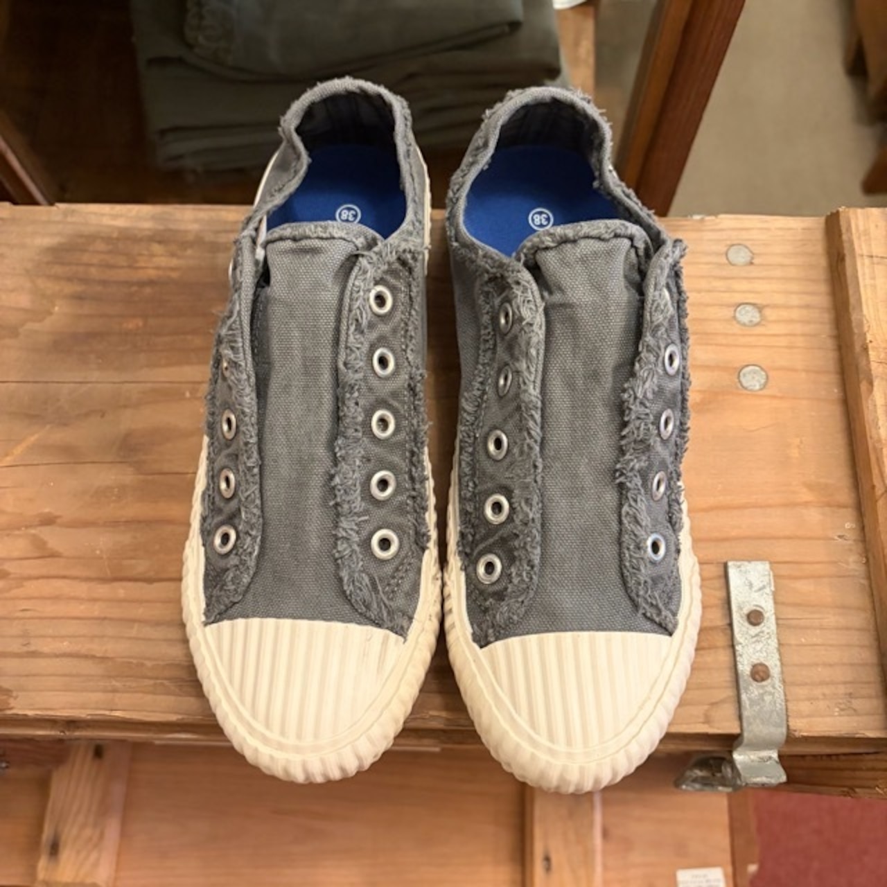 TOPANGA Foot Wear 　 Vintage Canvas Sneakers Washed Black ヴィンテージキャンバススニーカー　スニーカー　スリッポン  紐なし