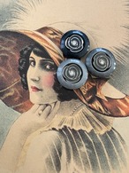 Japanese Vintage ボタン 15mm ブラウン マーブル フラワー アクセサリーパーツ 樹脂 装飾材 カルトナージュ