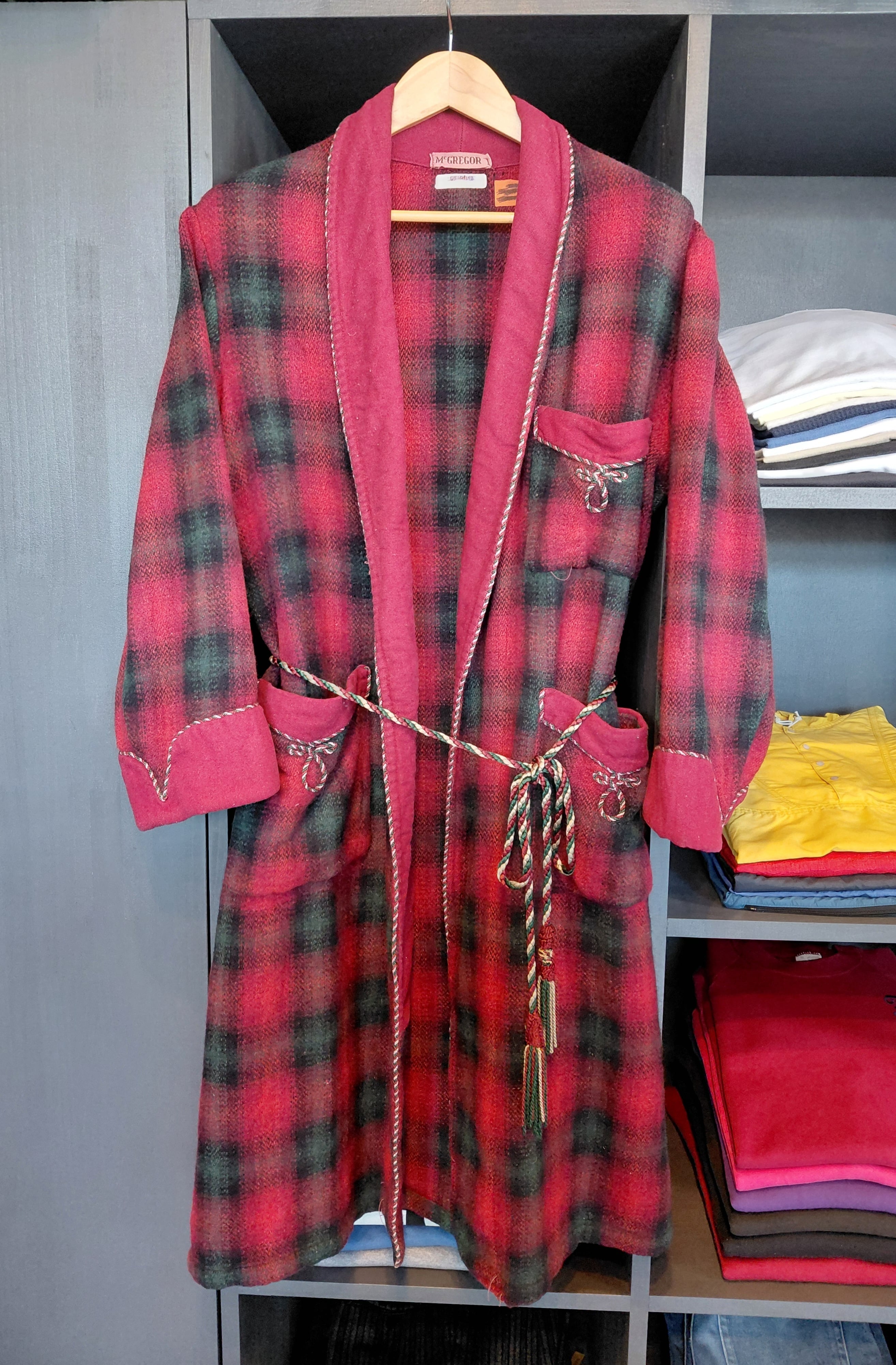 美品90s McGREGOR 肉厚チェックハーフウールコート キルティングXL 美品 90s ヴィンテージ ショールカラー ドンキーコート ジャケット
