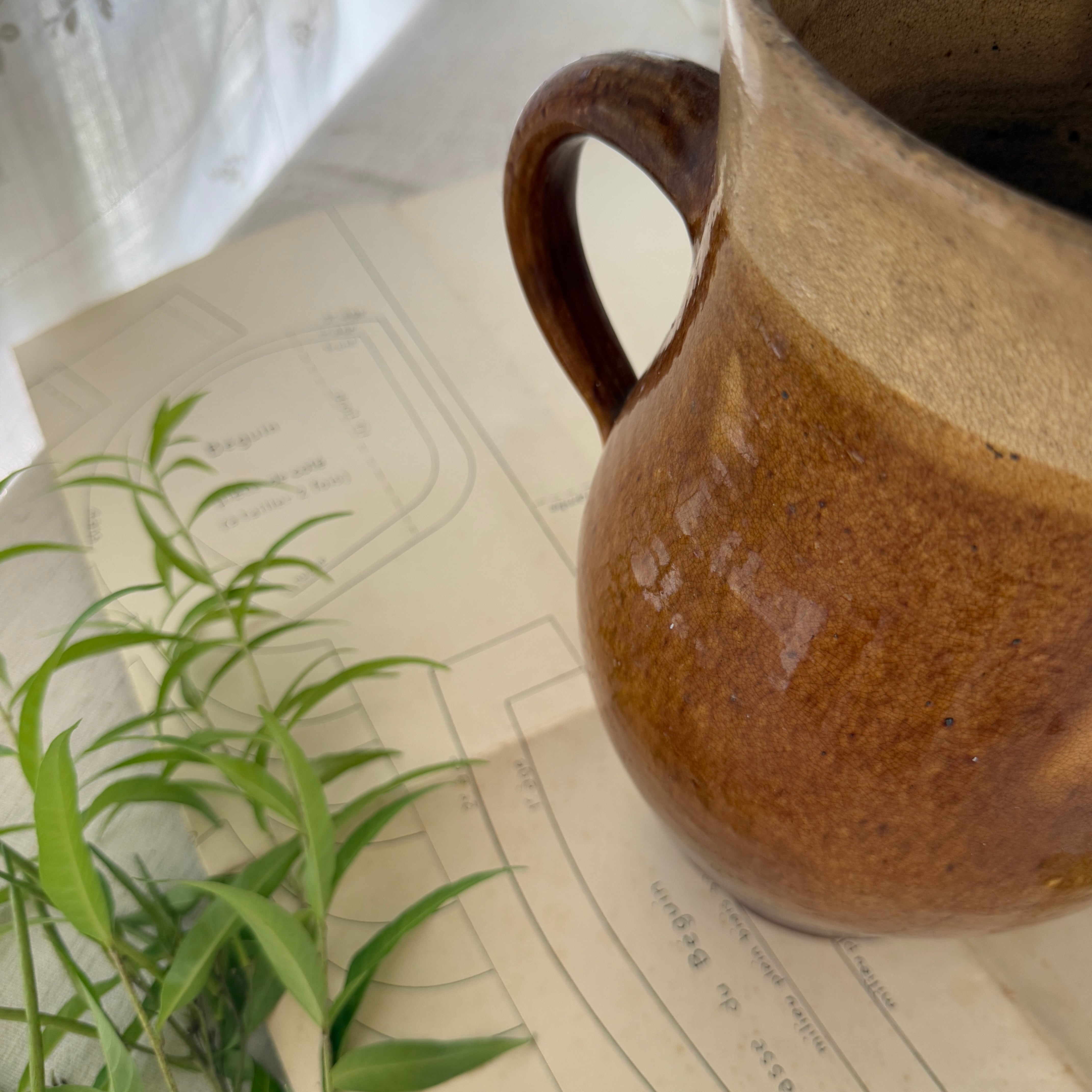 19th Century Provancal Terracotta Water Jug-Large Glazed