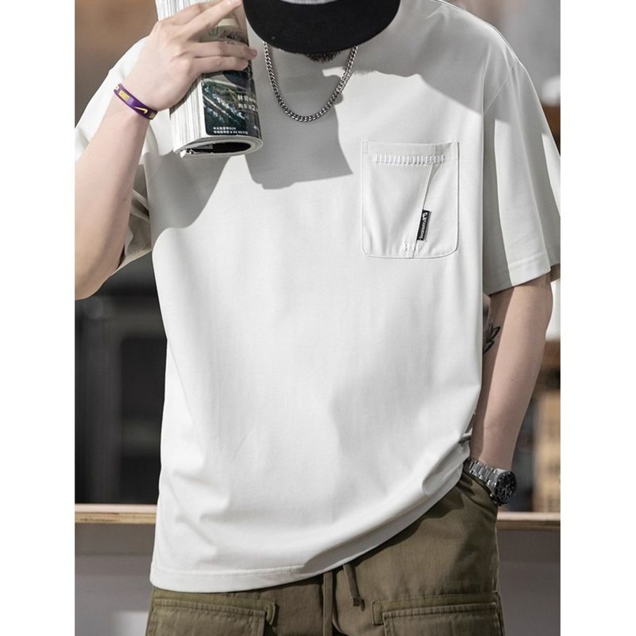 ワンポイント刺繍 ポケットTシャツ 10167