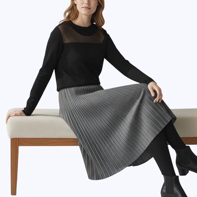 PUPULA ププラ ミラノコットンジャージィー×タフタ 切り替え ロング