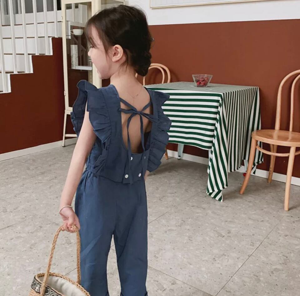 バッグリボンセットアップ…..海外子供服 女の子 フリル プチプラ サマー