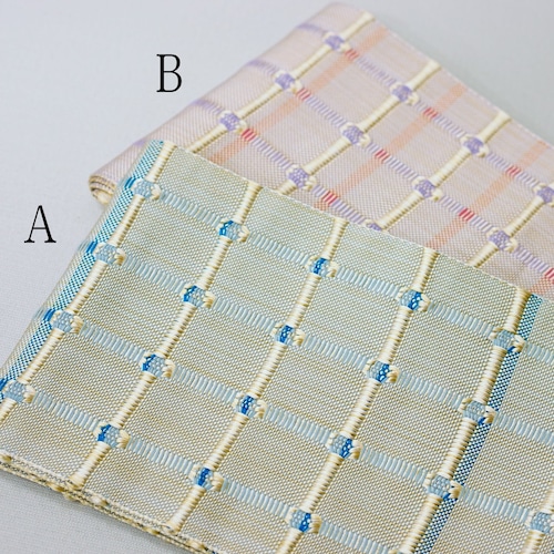 半幅帯　紙格子四寸　米沢　紙布