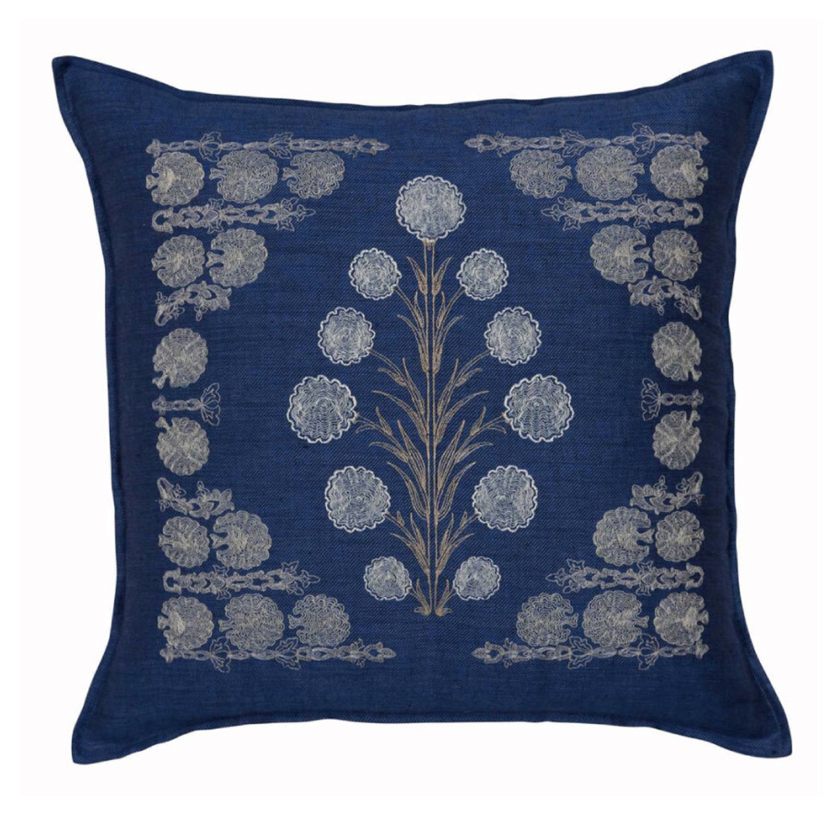 CORAL&TUSK「Carnation Indigo Pillow」 カーネーション柄 インディゴブルー クッションカバー 50x50cm