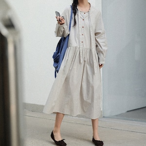 stripe shirt one-piece　J00522