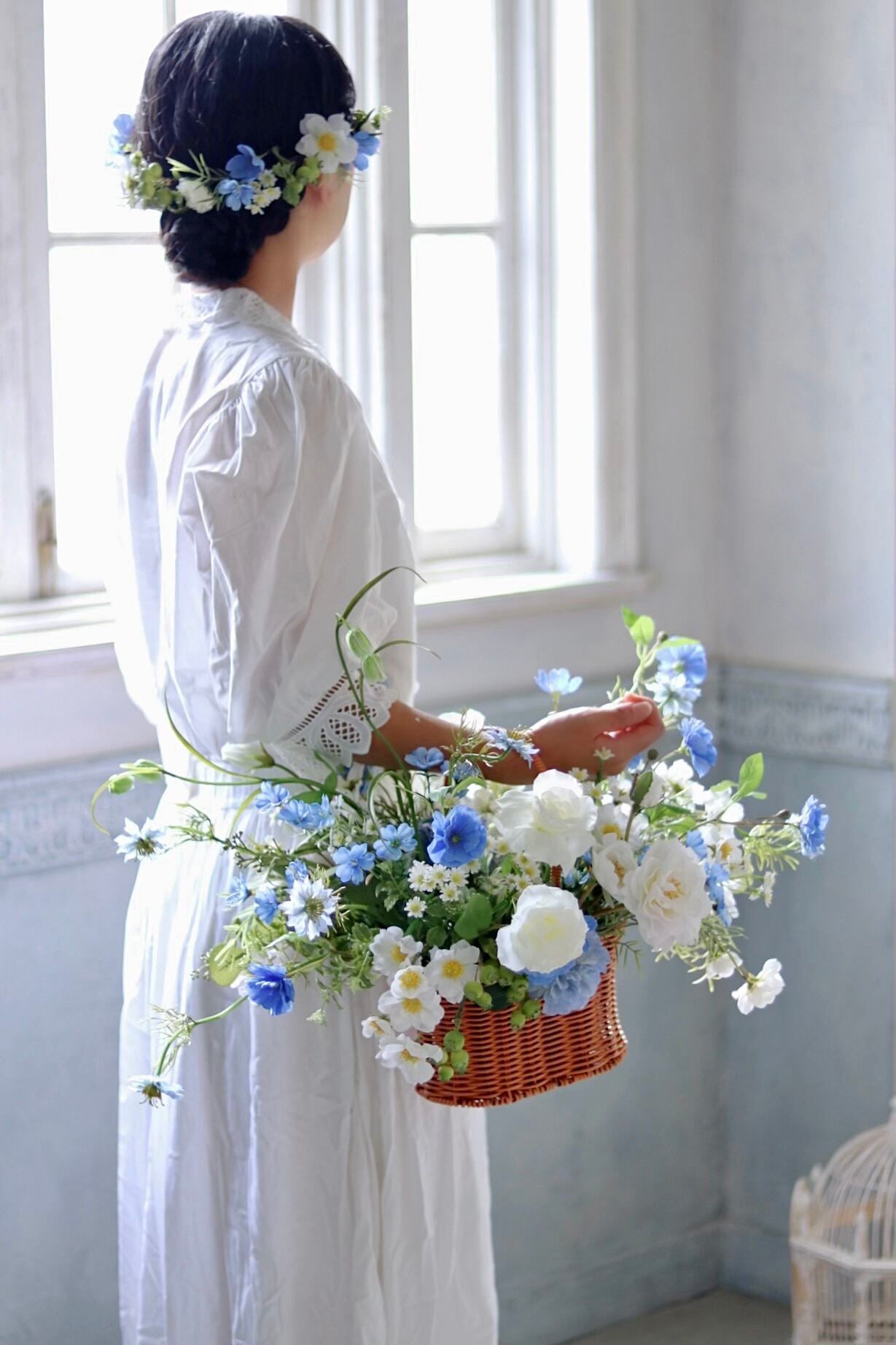 完成品販売ブーケ ］Azul Blue Basket Bouquet | お花のアトリエ