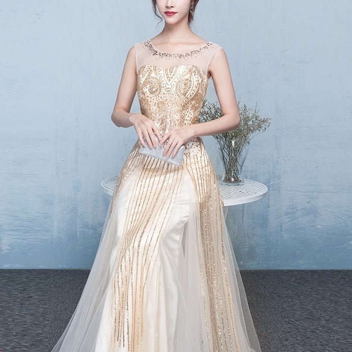 4色 パーティ イブニングドレス 編み上げ ラメ 光沢感 2パターン(M9350)ε