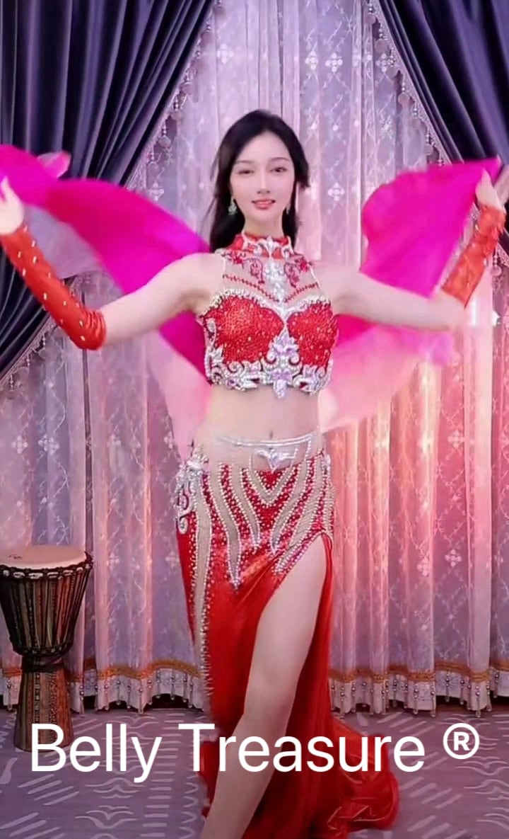 ベリーダンス オリエンタル衣装 レース レッド ブラスカート オーダーメイド ベリーダンス オリエンタル衣装 レース レッド ブラスカート オーダー