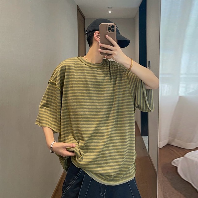 dannyandzeeリバーシブルボーダー柄半袖Tシャツ
