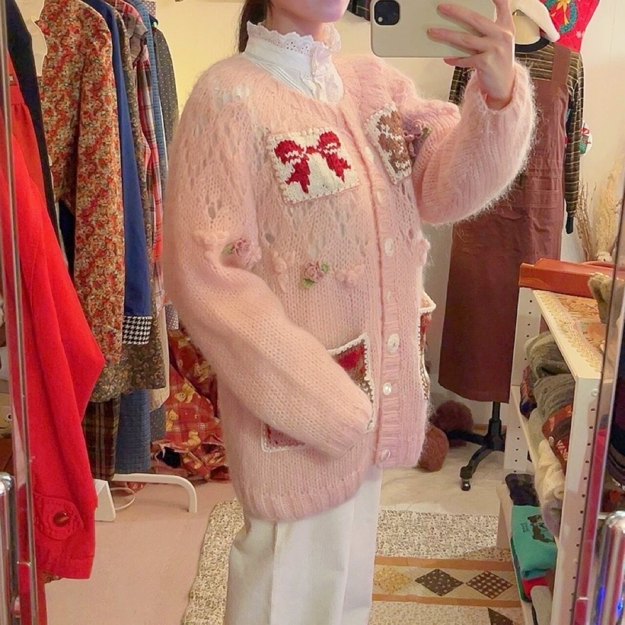remake / bear pink knit cardigan