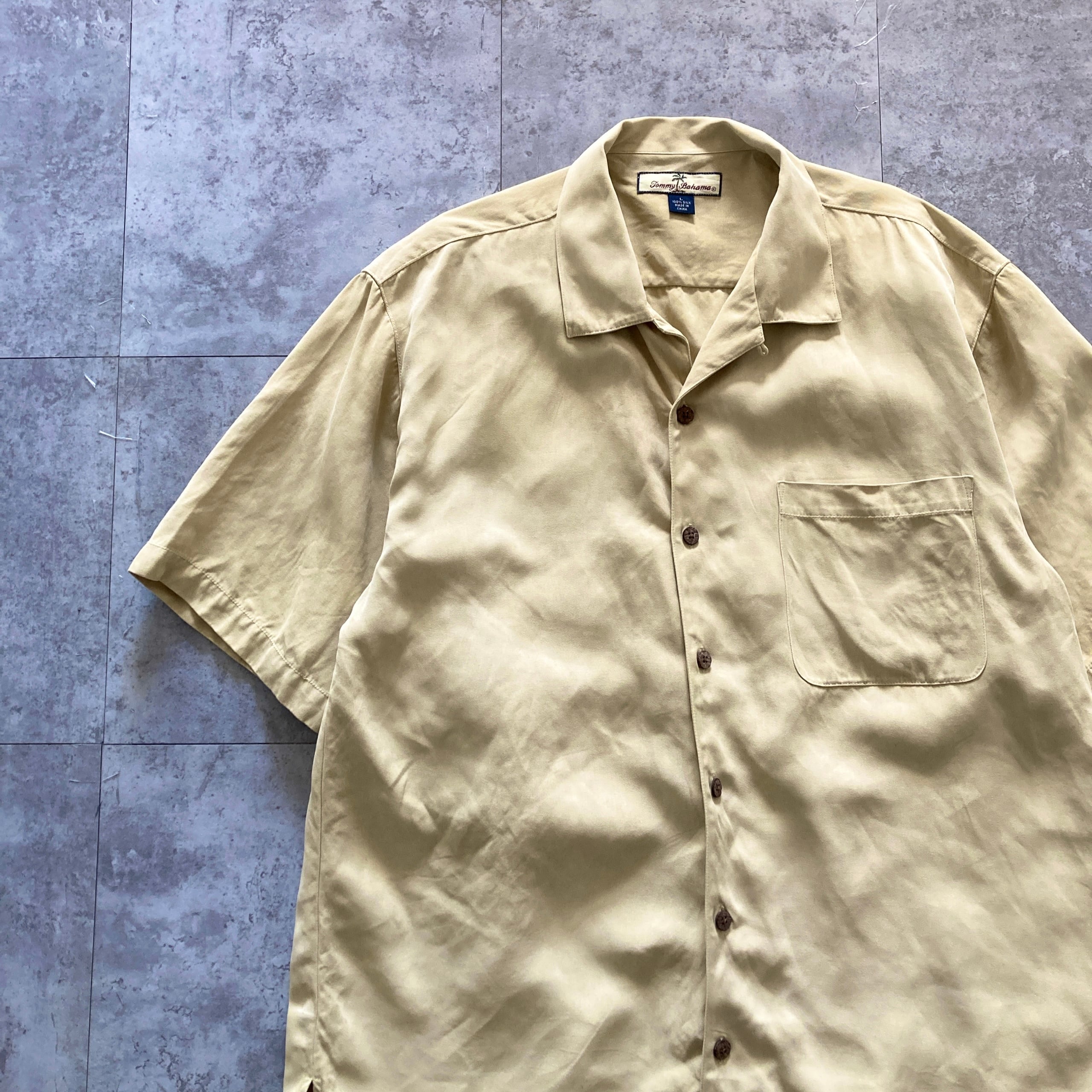 Size.XL】Tommy Bahama トミーバハマ シルク100% 総刺繍 単色 開襟