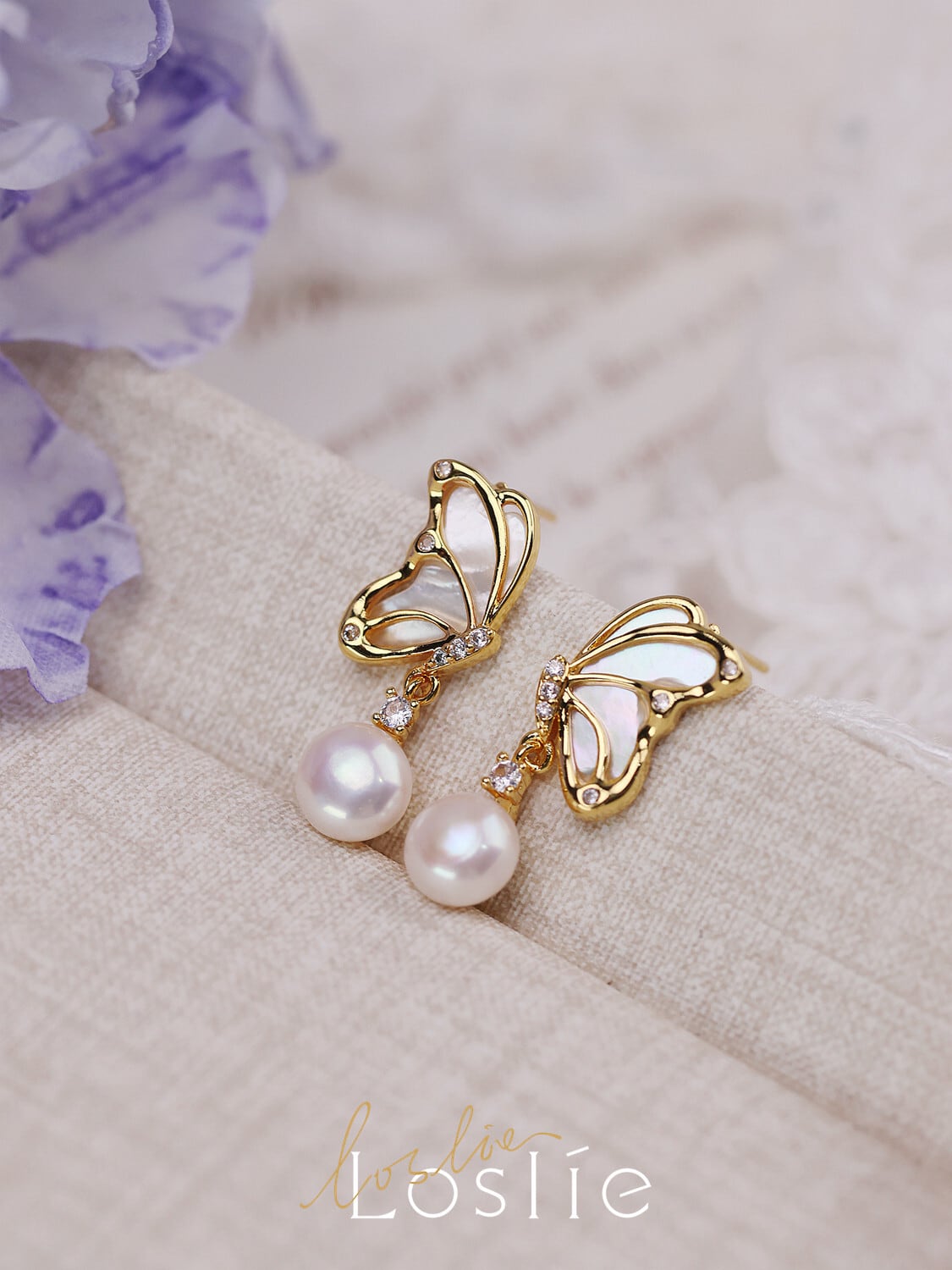 白蝶が恋を運ぶピアス♥B37