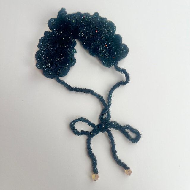 hand knit head band : black