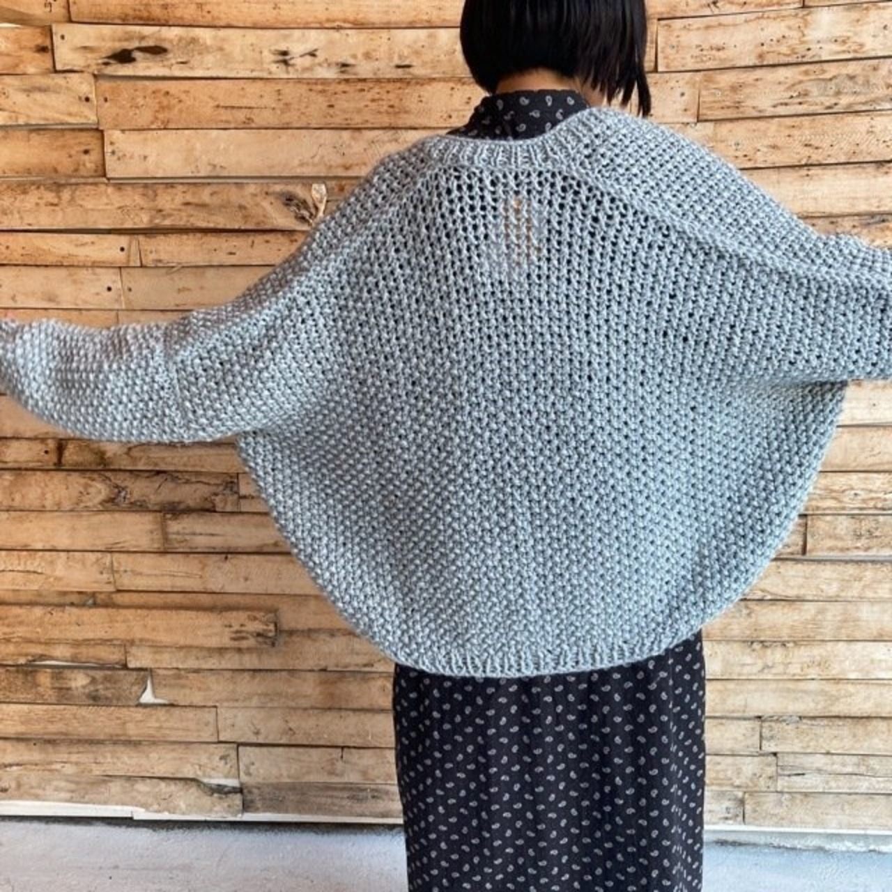 Hand Made Knit スローチルーズニットカーディガン グレー