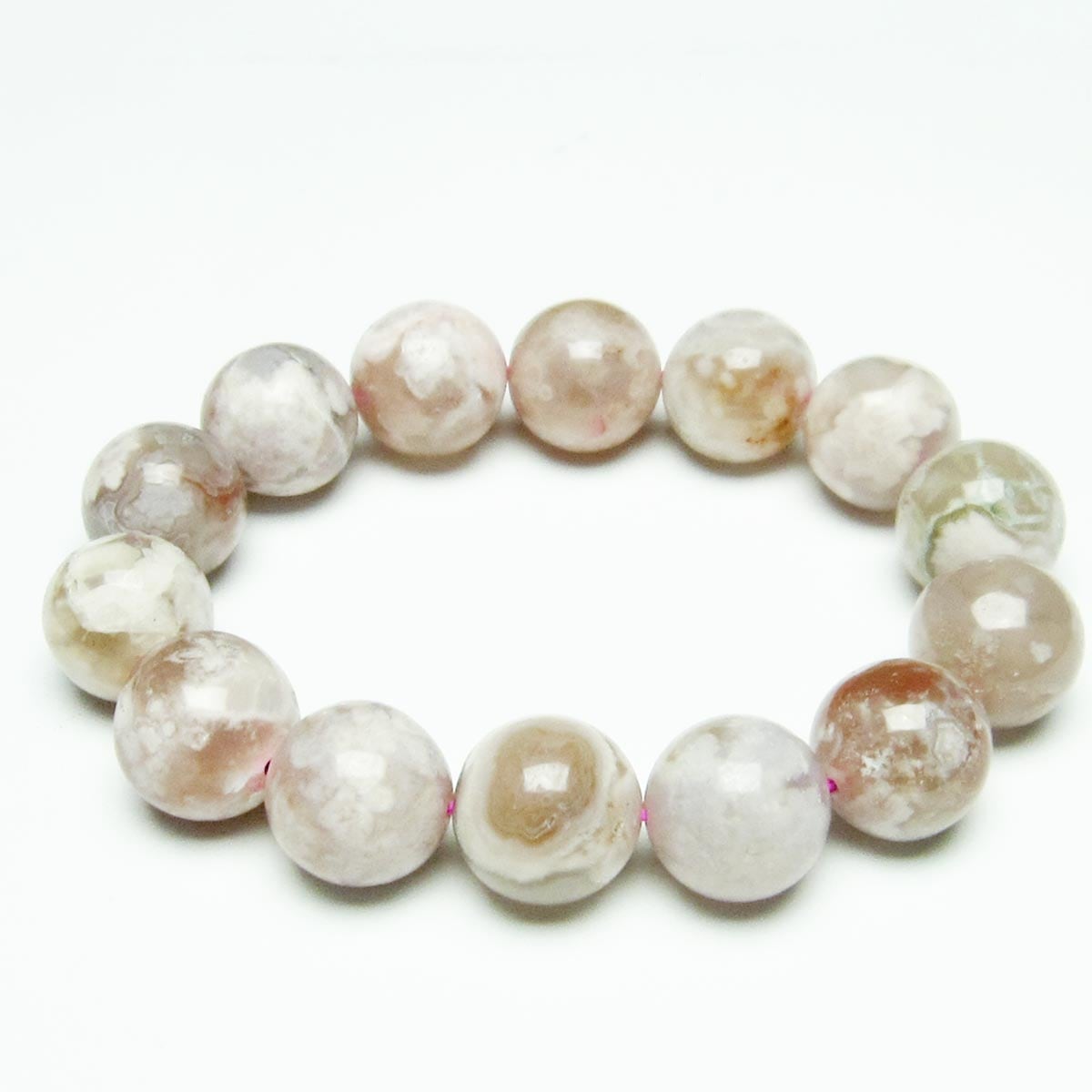 チェリーブロッサムアゲート ブレスレット 桜瑪瑙 16mm 111-26390