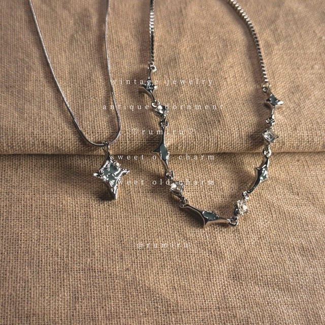 ハンドメイド レトロシャイン スター ネックレス