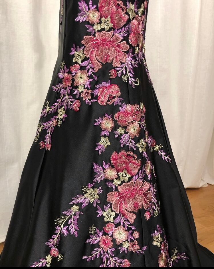 JOVANI フラワー刺繍 マーメイドドレス BLACK MULTI マーメイド 刺繍 【JOVANI アメリカ輸入】 | DressMM