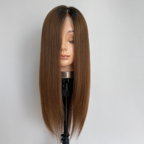 3Dウィッグ 未カット 55cm ライトベージュ系(プリン加工)