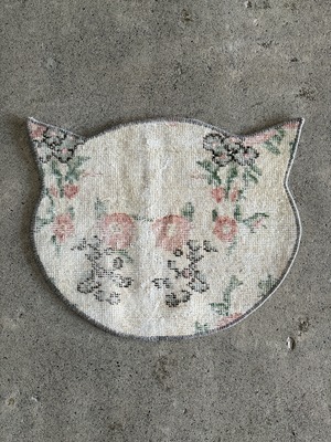 ヴィンテージ　トルコラグ　トルコ絨毯　キャットマット　50x40　CAT118