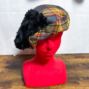 UNFINISHEDレトロチェック　ビッグシルエットベレー帽
