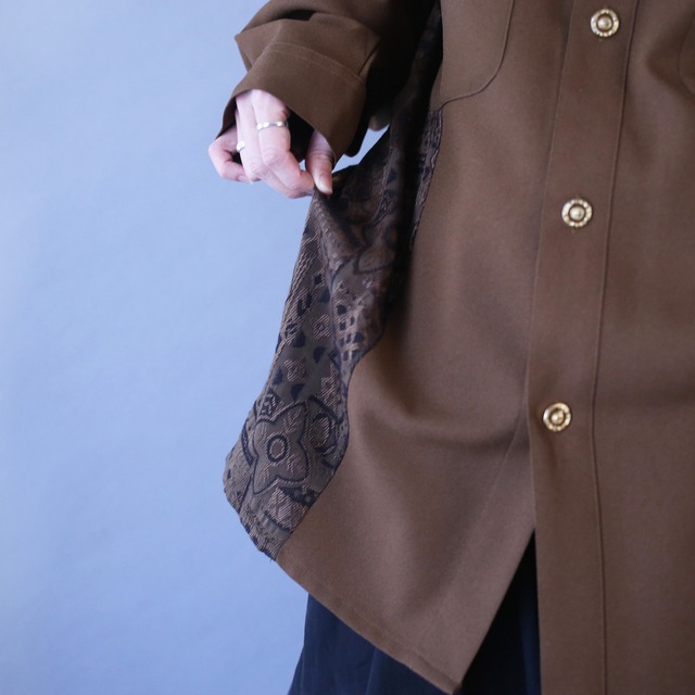 switching geometry pattern loose silhouette shirt