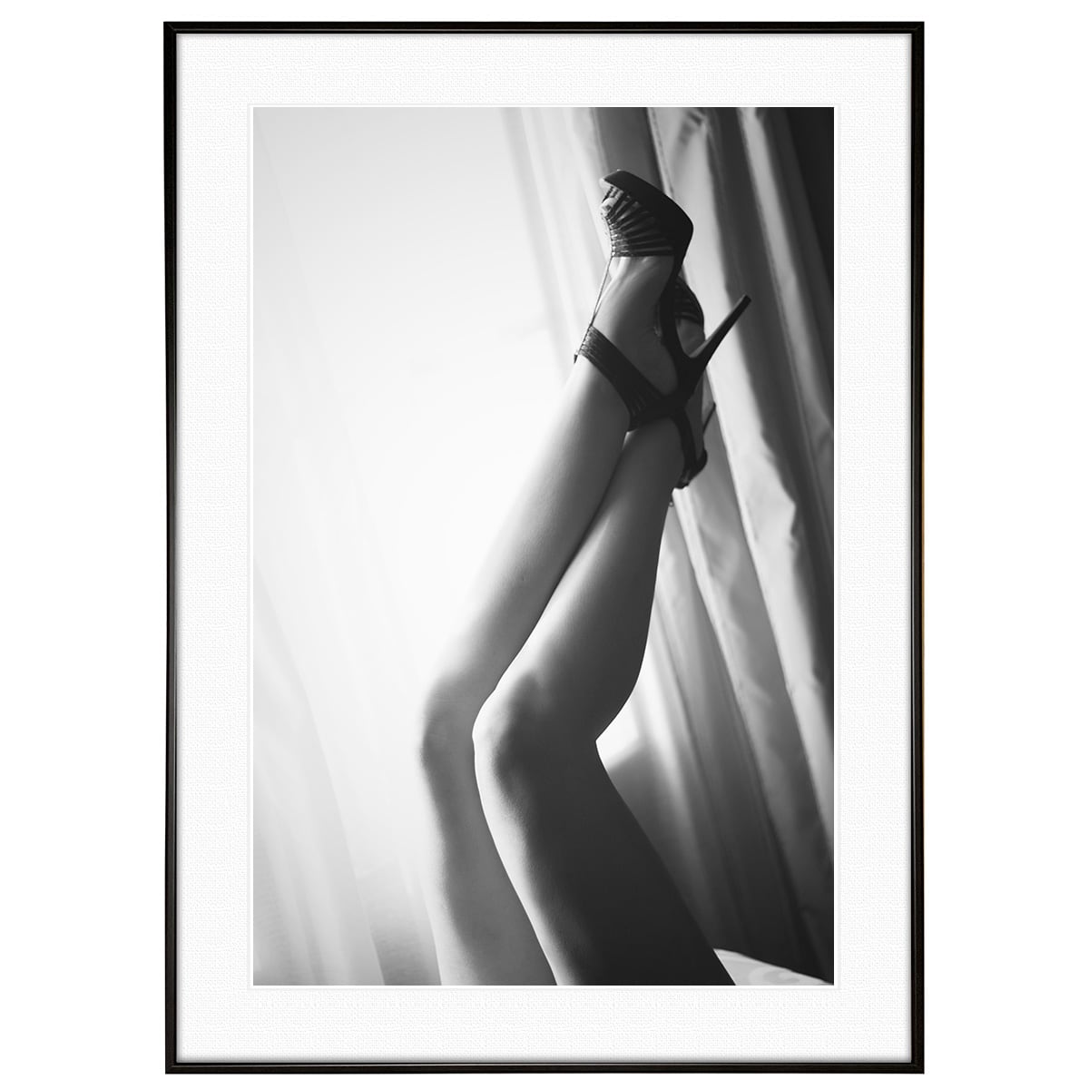 人物写真 ハイヒールを履いた女性の脚 インテリアモノクロアートフォトポスター額装 AS4617
