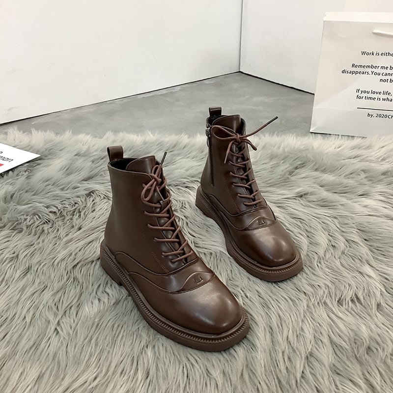 ブーツスタイルウィンターレッドブラックスタンダードショート レトロ レース 靴 シューズ 冬物 レースアップ フェイクシューズ57060952991