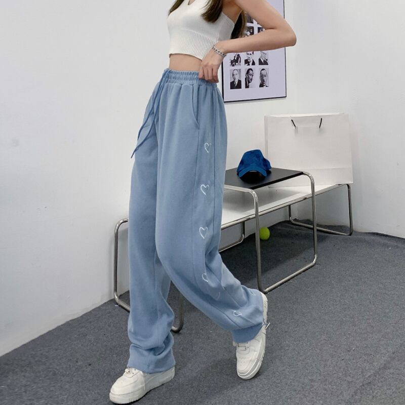 ブルーパンツ サマー薄手ハイウェストウェストルーズカジュアル 夏物 試着室41686852821