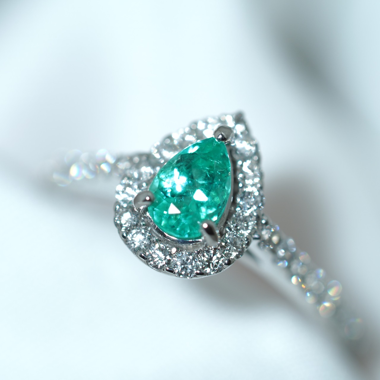 パライバトルマリン ブラジル産 リング 0.38ct D0.34ct pt900