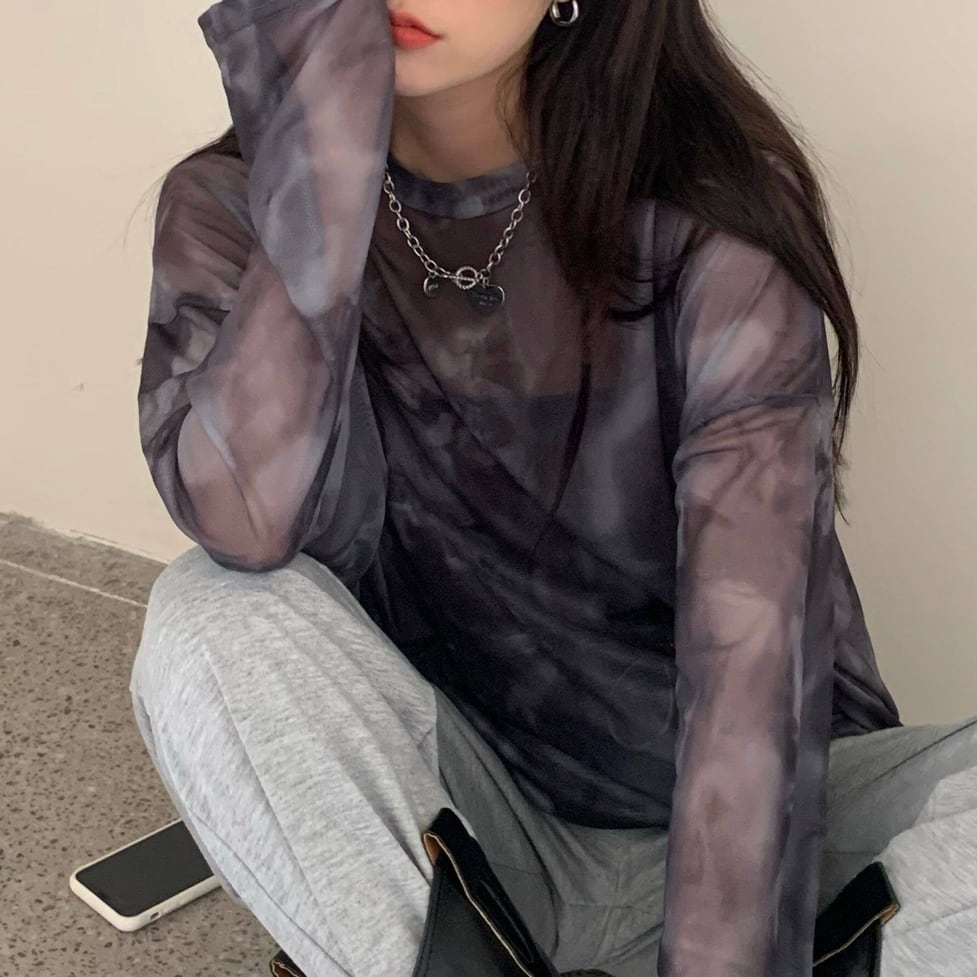 sheer tiedye tops / l0401