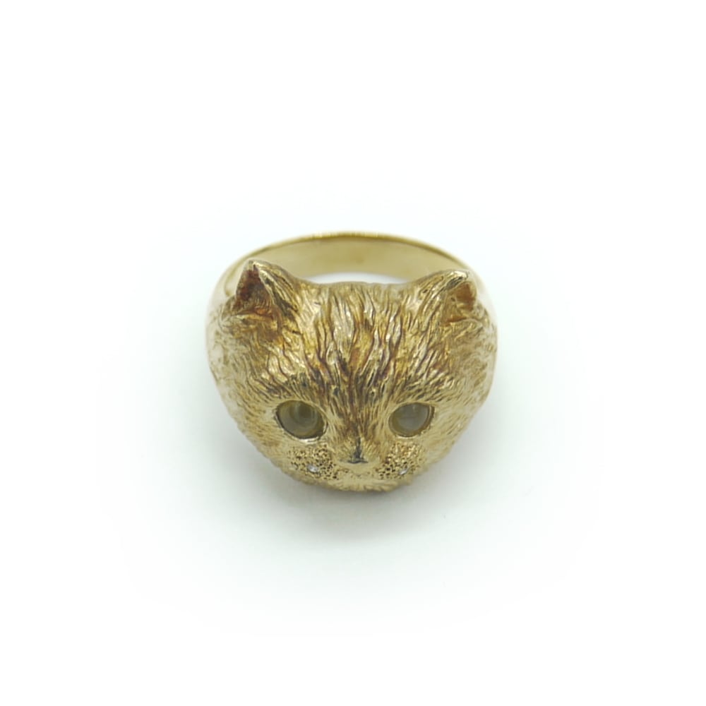 美品 K18 ダイヤ計0.6ct 猫 キャット モチーフ デザイン リング　a重量約24ｇ