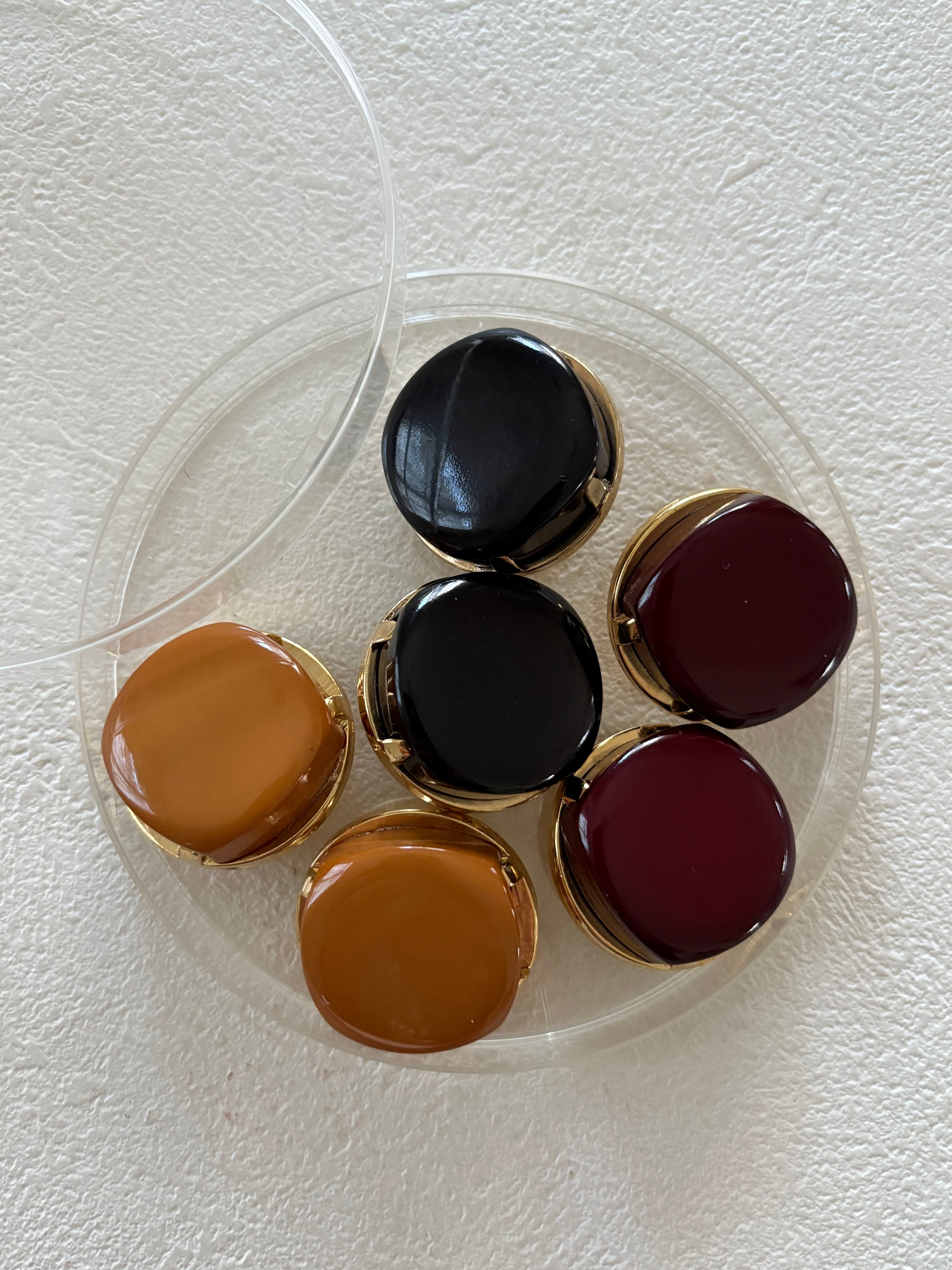 Japanese Vintageボタン 26mm カボション オーカー/ブラック/ボルドー クラシカル アクセサリーパーツ デコレーション材 レトロボタン