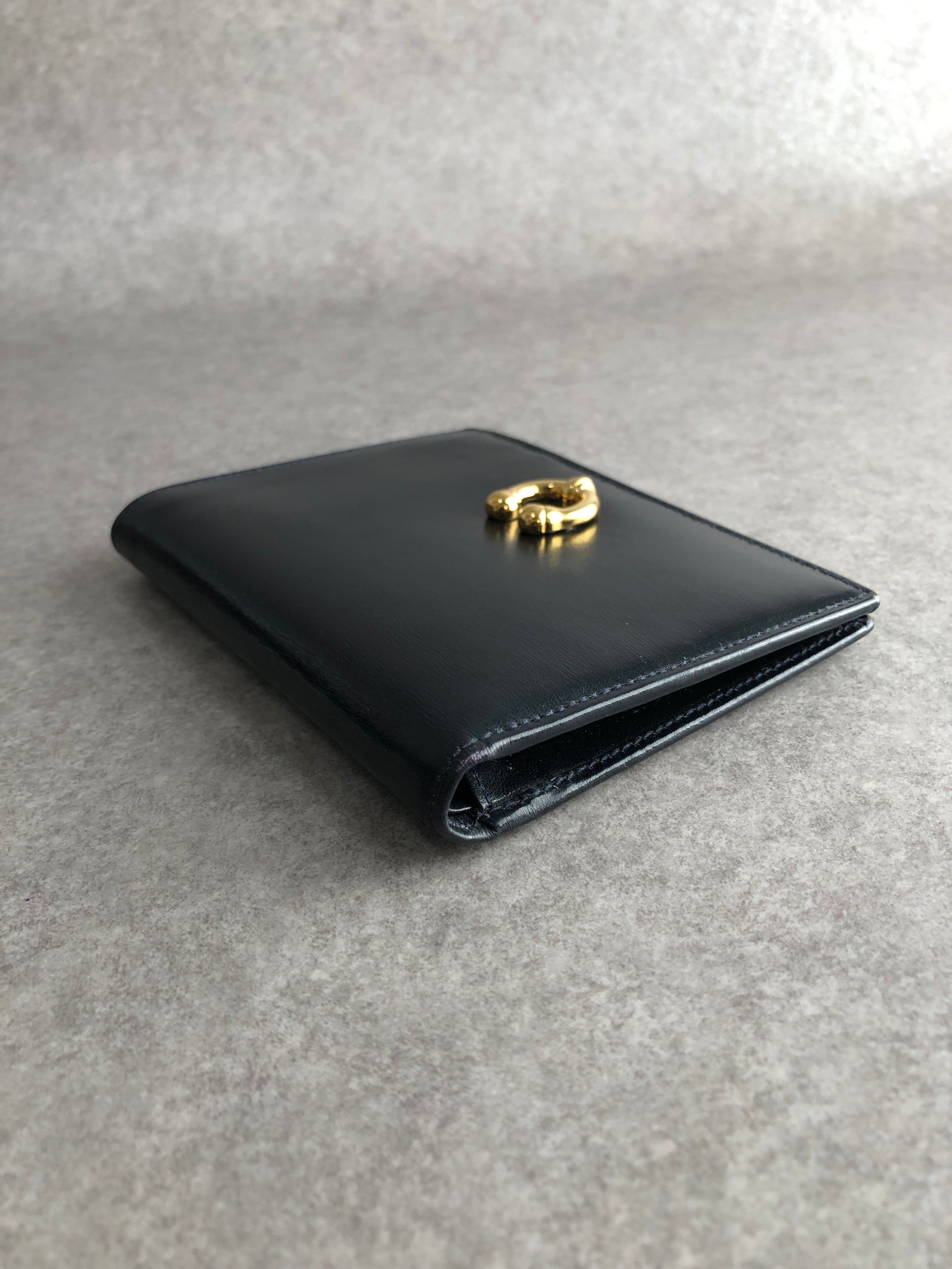 GUCCI グッチ 財布 ダークネイビー ホースシュー レザー 2つ折り