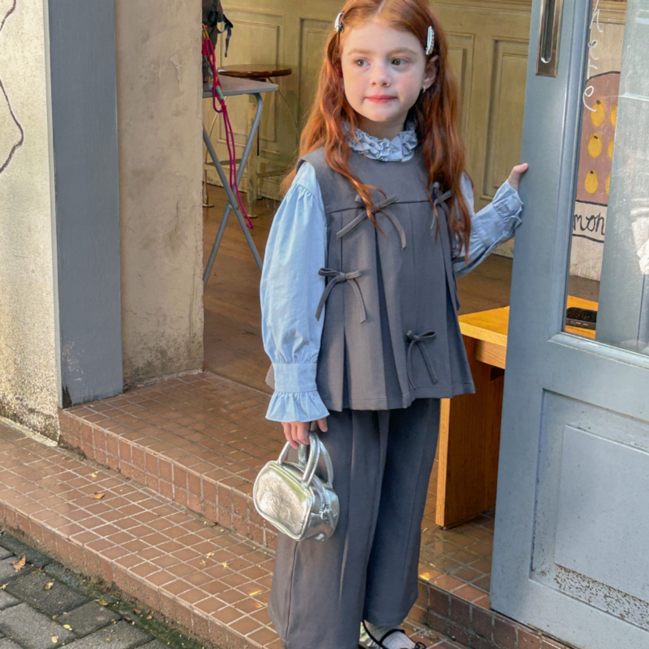 秋リボンつきガーリーフォーマルトップス