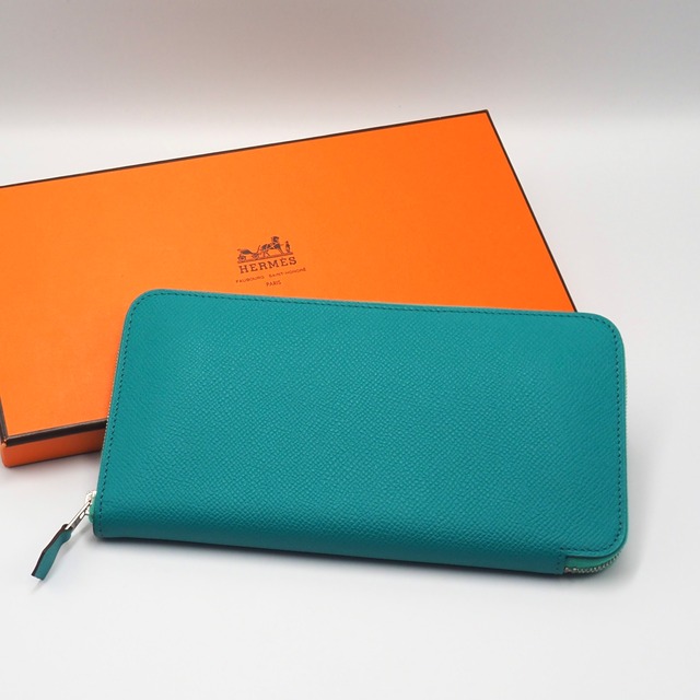 HERMES アザップロング  ロングウォレット ブルーパオン エルメス 付属品付き