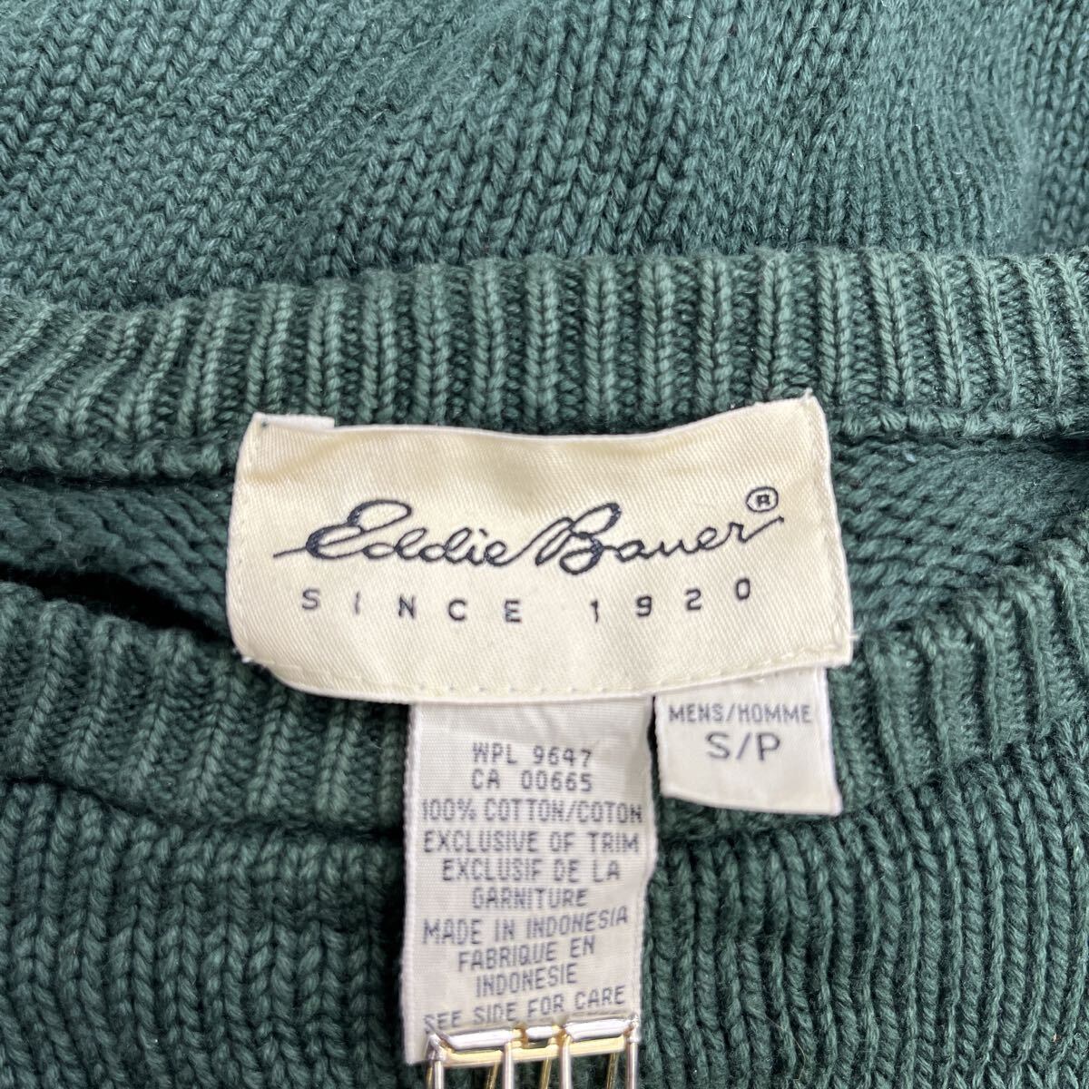 Eddie Bauer コットンニット セーター S グリーン エディーバウアー