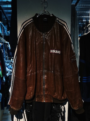 【D4C】special "original re:make" three stripe design vintage leather jacket three stripe edition