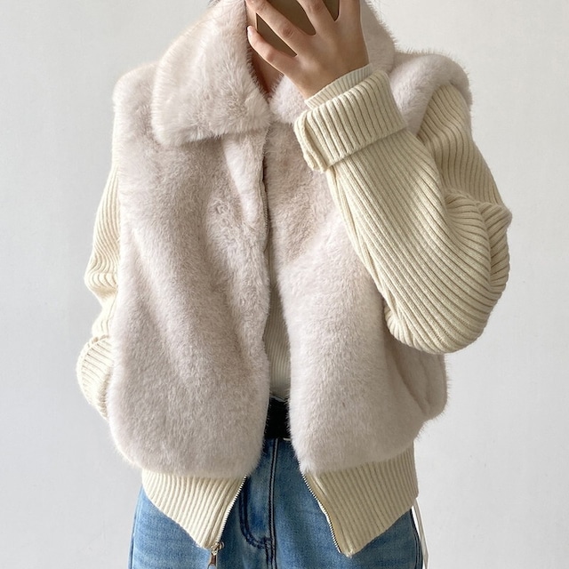 eco-fur knit jacket 10886