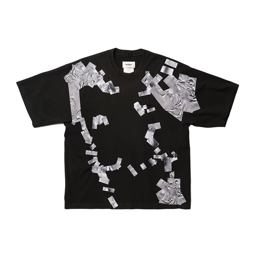24AW】doublet GAFFER TAPE REPAIR T-SHIRT (BLACK) 24AW45CS351