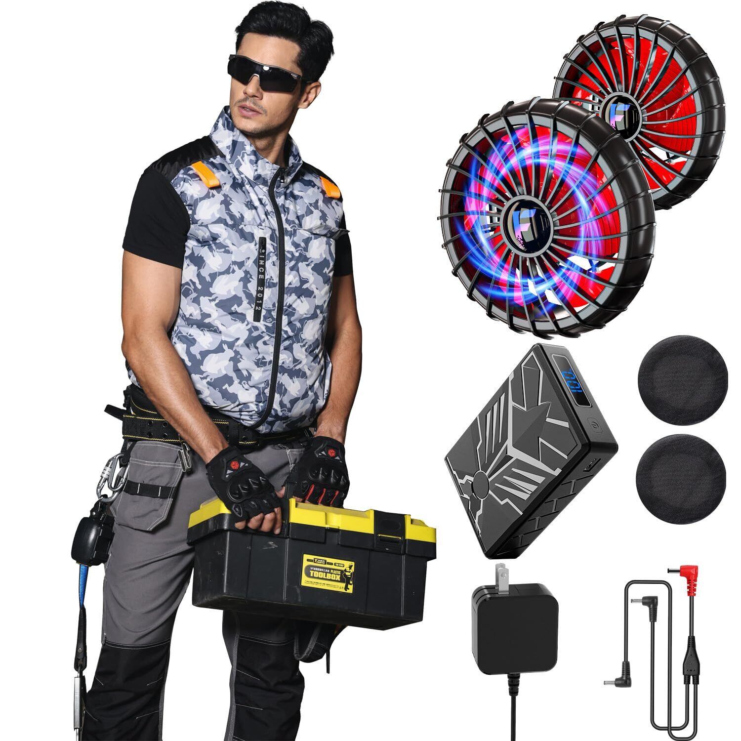 50V 超高出力 ファンバッテリーセット 24000mAh 大容量 熱中症対策